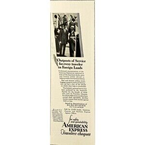 American Express Travelers Checks "for safety and spendability"Vtg Print Ad 1929